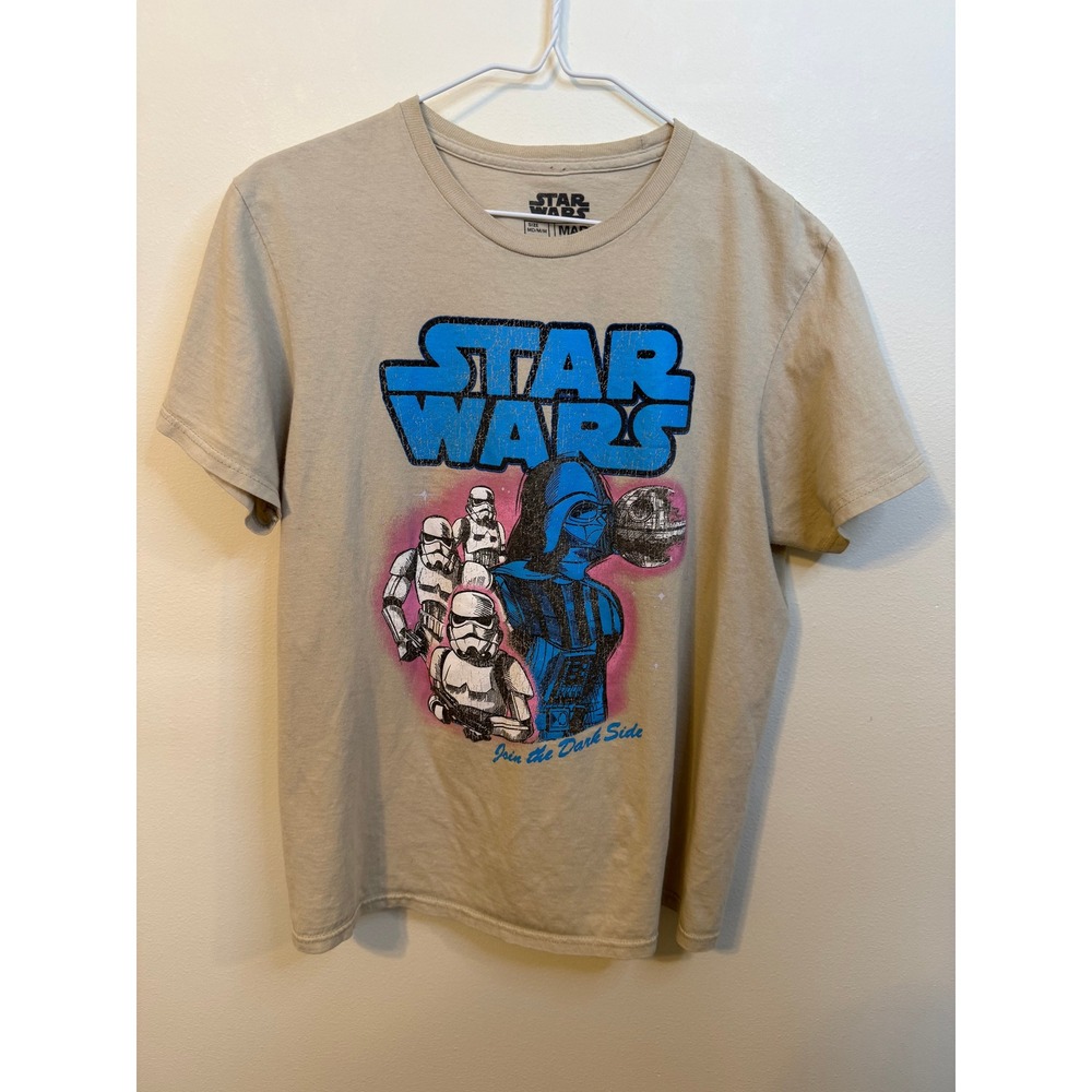 Mad Engine Star Wars T-Shirt Mens Medium Tan Good Join the Dark Side Graphic
